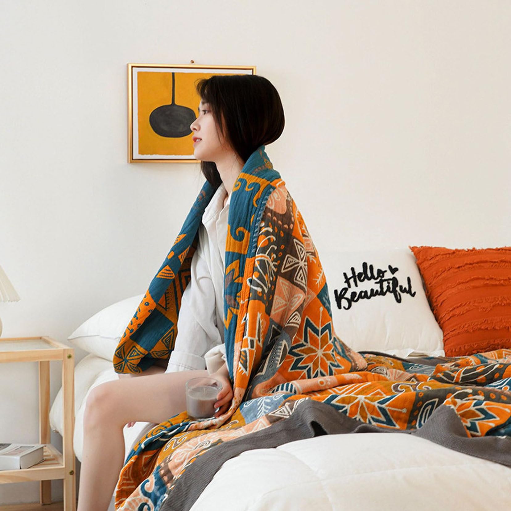 Amazon.co.jp: 綿100％ ブランケット ダブル 綿 掛け毛布 肌掛け